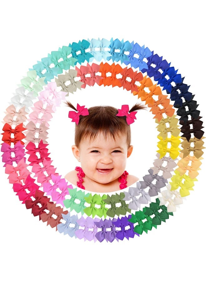ALinmo Hair Clips for Girls 100PCS - 2" Fully Lined Tiny Bows, Alligator Clips for Infants and Toddlers in Pairs - Image 1